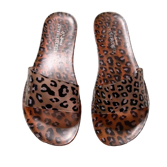 Matisse Anthropologie Leopard Jelly Slides Sandals - Picture 2 of 11